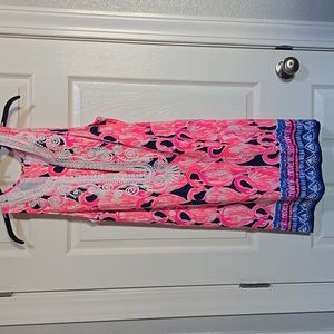 Lilly Pulitzer Shift Dress Pink Flamingo Carlotta Stretch Racerback size 6**